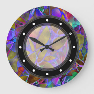 Vitral abstracto floral del reloj de pared