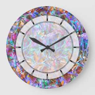 Vitral abstracto floral del reloj de pared