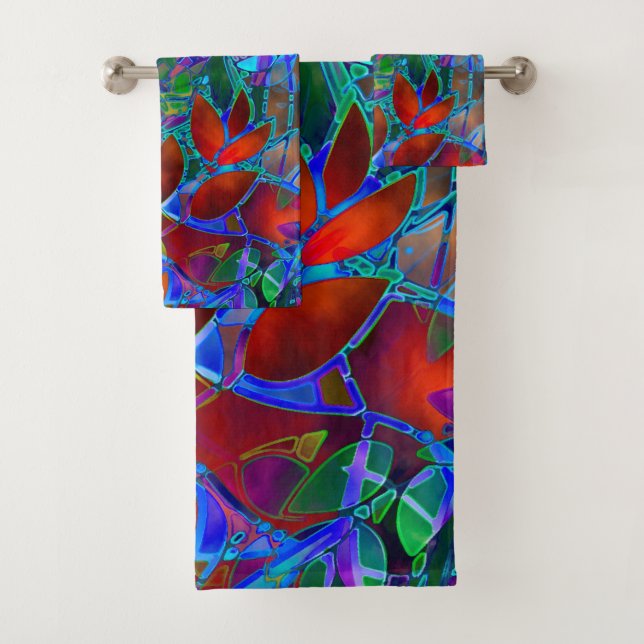 Vitral abstracto floral determinado de la toalla (In situ)
