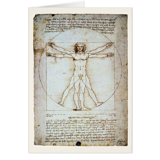 Vitruvian Man, c 1490, tarjeta Leonardo da Vinci (Frente)
