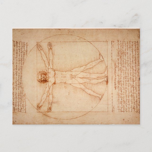 Vitruviano postal de Leonardo da Vinci (Anverso)
