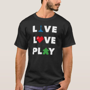 Viva, ame, juegue la camisa para hombre del texto