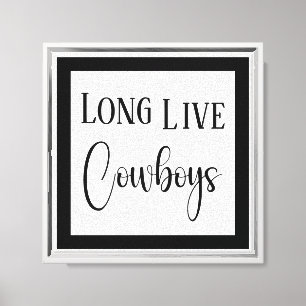 Viva Cowboys Negro sobre Impresión en Lienzo Blanc