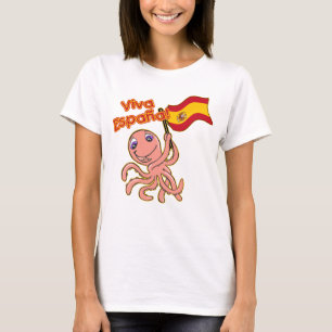 Viva Espana con la camiseta del fútbol del pulpo