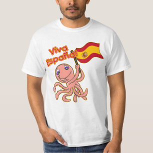 Viva Espana con la camiseta del fútbol del pulpo