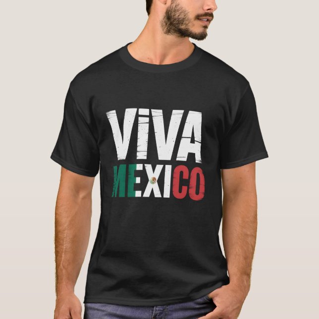 Viva la camiseta de México con la bandera mexicana (Anverso)