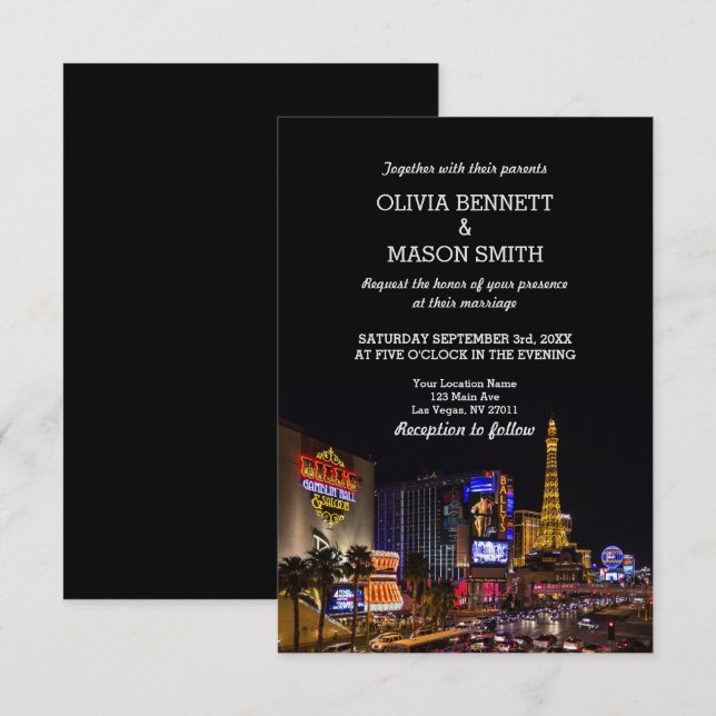 Viva la invitación de boda de destino de Las Vegas (Anverso / Reverso)