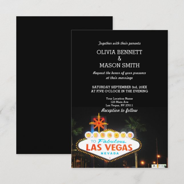 Viva la invitación de boda de destino de Las Vegas (Anverso / Reverso)
