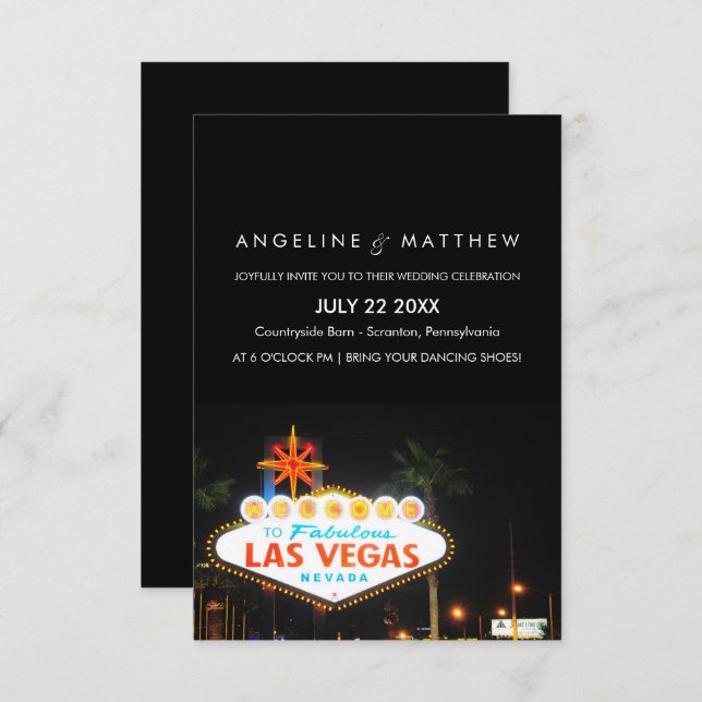 Viva la invitación de boda de destino de Las Vegas (Anverso / Reverso)