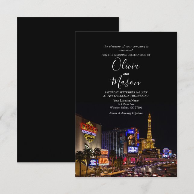 Viva la invitación de boda de destino de Las Vegas (Anverso / Reverso)