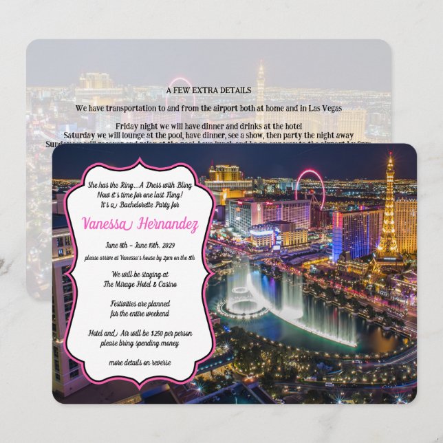 Viva la invitación del partido Las Vegas (Anverso / Reverso)