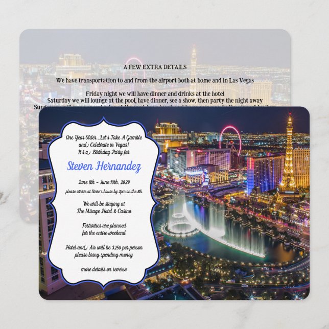 Viva la invitación del partido Las Vegas (Anverso / Reverso)