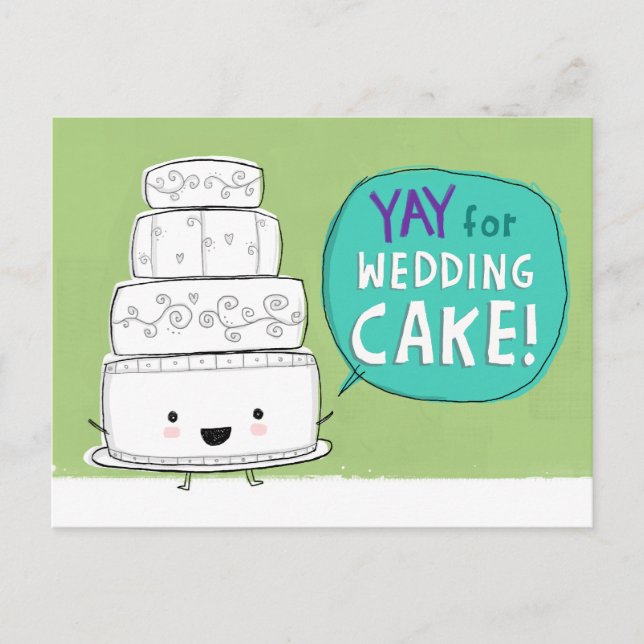 ¡Viva la tarta de boda! Anuncio divertido de boda (Anverso)