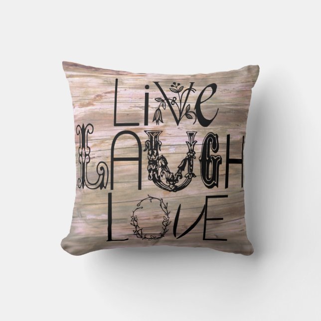 Vive la almohada de madera rústica de la (Anverso)