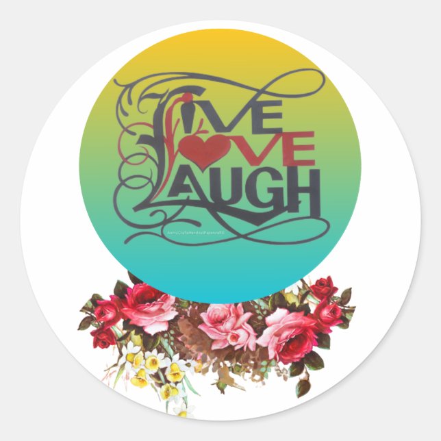 VIVE LOVE LOVE LAUGH VIBRANT ROUND Pegatina (Anverso)