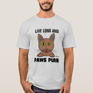 Vive mucho y maúlla garras divertida camiseta de g
