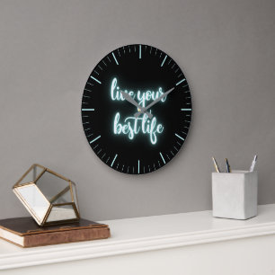 Vive tu mejor vida Neon Aqua Gran Reloj