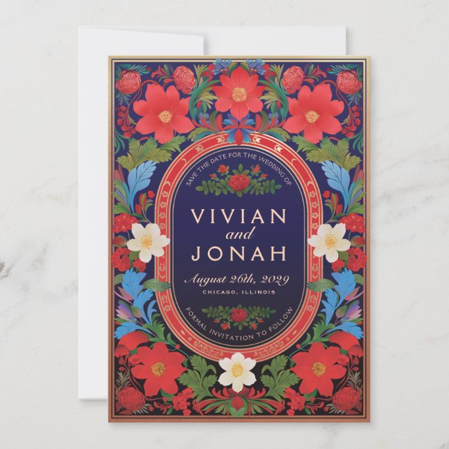 VIVIAN I Floral Wedding Save the Date Invitaciones (Anverso)