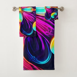 Vivid Neon Floral Mandala Art