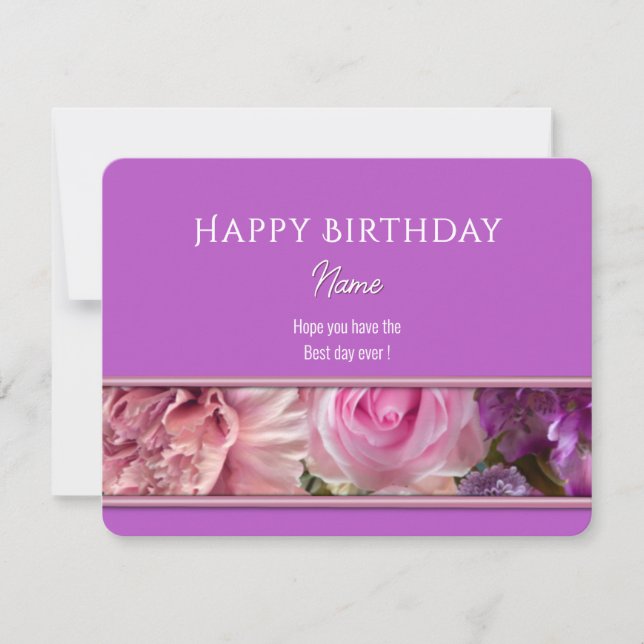 Vivid Orchid Happy Birthday Greeting Card (Anverso)