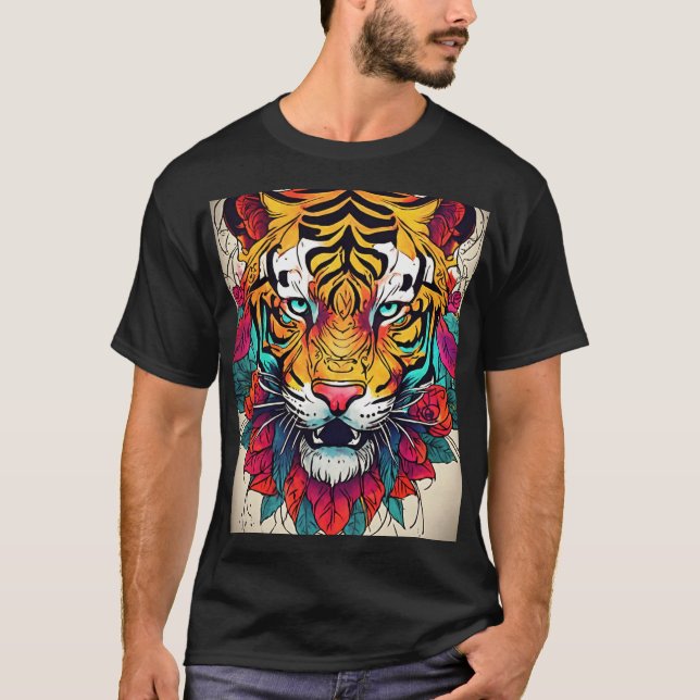 Vivid Tiger Majesty Audaz Diseño de Camisetas Colo (Anverso)