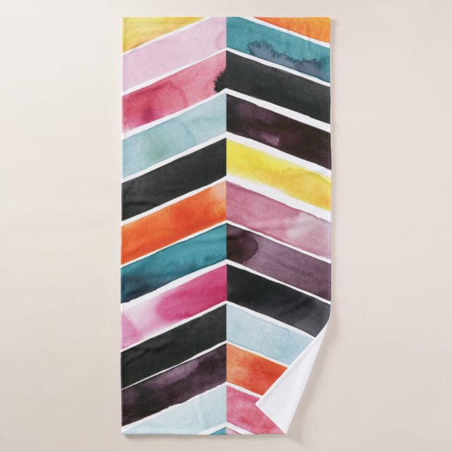 Vivid Watercolor Chevron I (Toalla de baño)