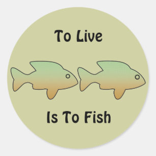 Vivir es pescar, dos pegatinas de peces verdes y d