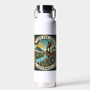"Vivir por el viaje": Botella de agua de aventuras
