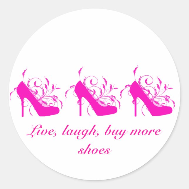 Vivir, reír, comprar más Pegatinas de zapatos (Anverso)