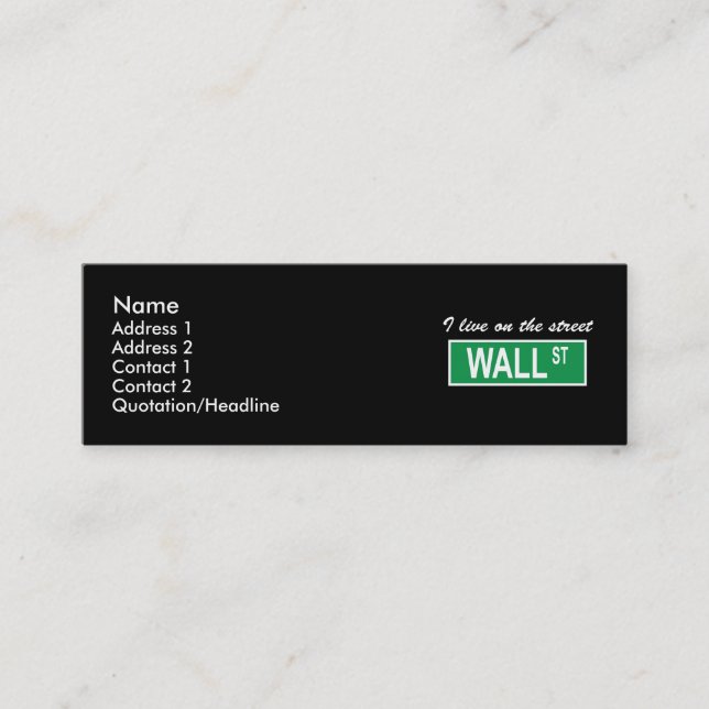 "Vivo en tarjeta oscura del perfil del Wall Street (Anverso)