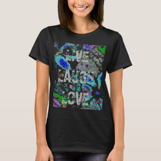 Vivo, risa, la camiseta de las mujeres del amor