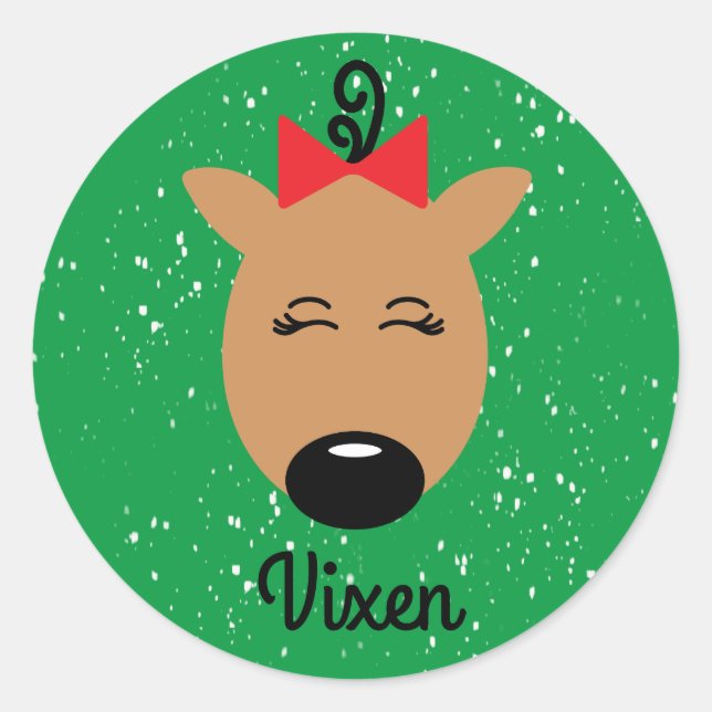 Vixen Reindeer Classic Round Pegatina (Anverso)