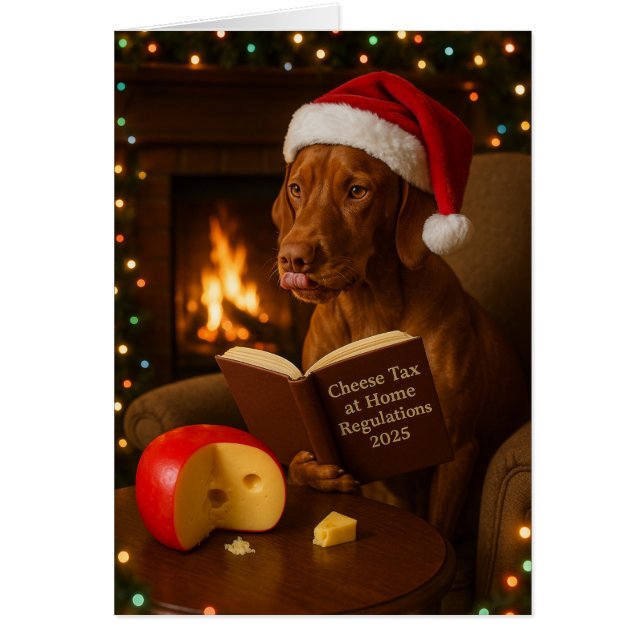 Vizsla 'Cheese Tax' Christmas card (Frente)