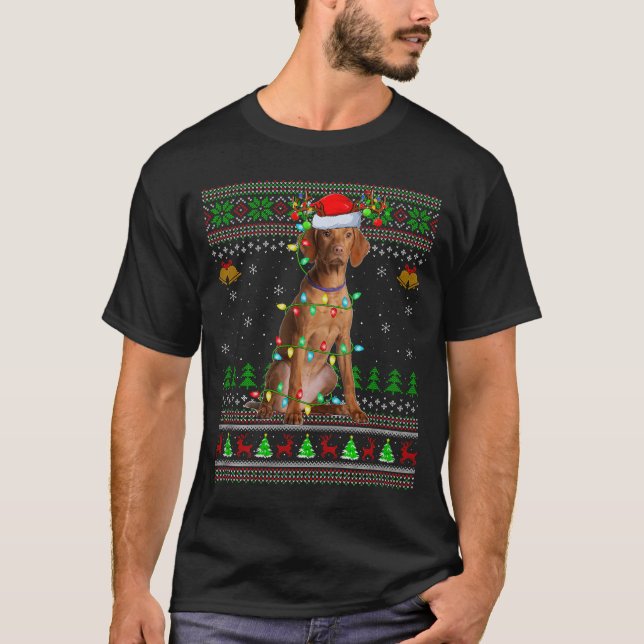 Vizsla Dog Ugly Christmas Sweaters Holiday Santa X (Anverso)