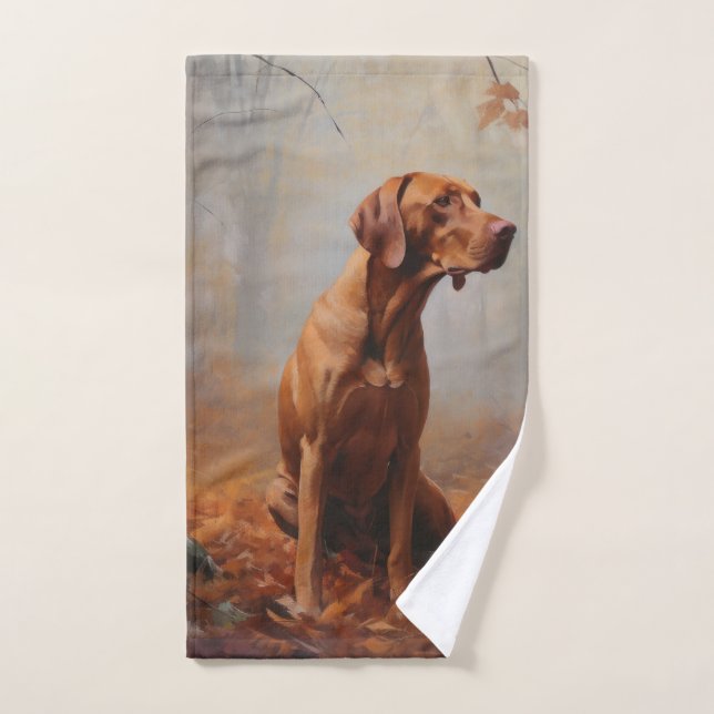 Vizsla en otoño se inspira en las hojas (Toalla de mano)