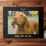Vizsla Foto Perro Raza Rompecabezas<br><div class="desc">Una foto de un lindo Vizsla,  con el nombre de la raza en la parte superior y unas pocas palabras que describen el temperamento de la raza,  es un gran regalo para cualquier dueño y amante de Vizsla.</div>