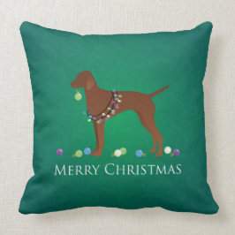 Vizsla Perro Feliz Cojín decorativo de Navidad