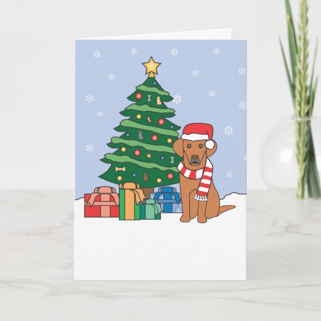 Vizsla y árbol de navidad (Anverso)