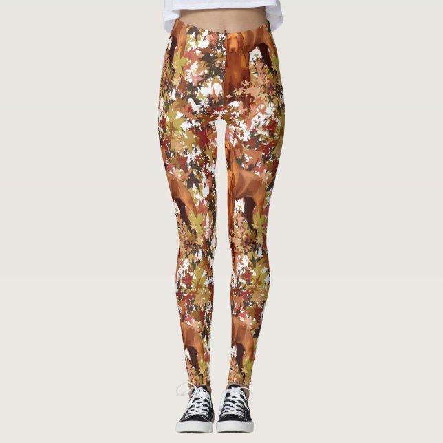 Vizslas y Otoño dejan leggings (Anverso)