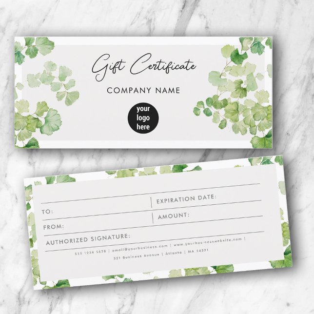 Vocador de certificado de regalo de energía de col (Watercolor Greenery Gift Certificate Voucher)