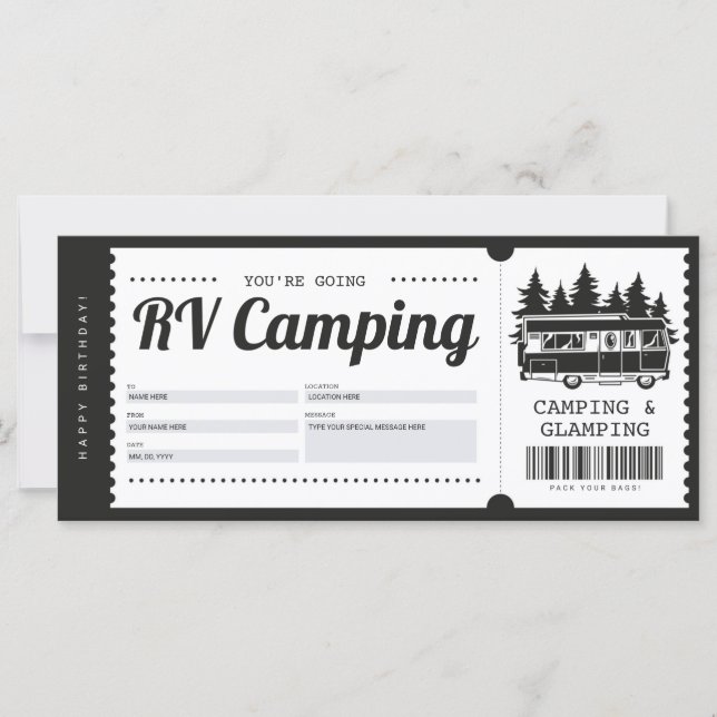 Vocador de regalo de camping RV, certificado de ca (Anverso)