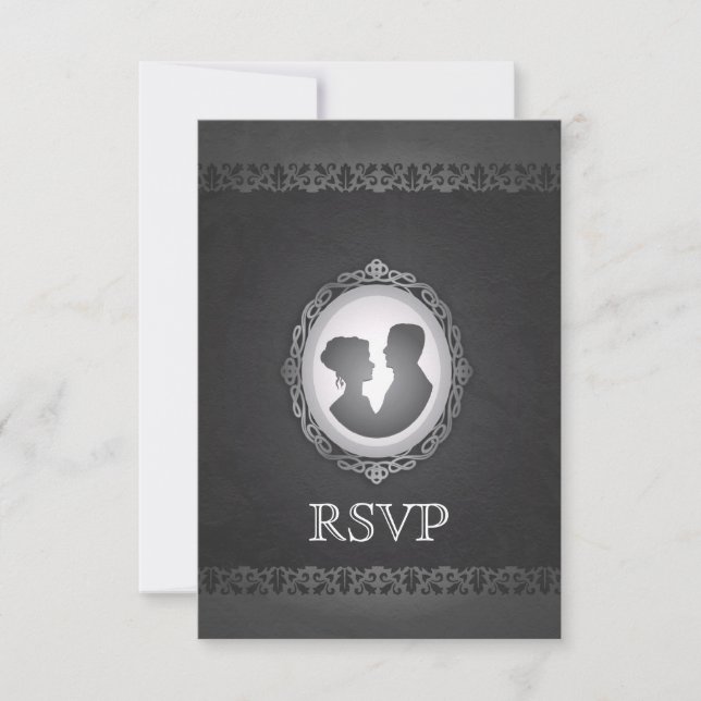 Vocal Gótica victoriana Cameo Wedding RSVP (Anverso)