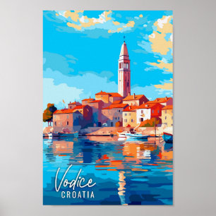 Vodice Croacia Viaje vintage ilustracion de arte