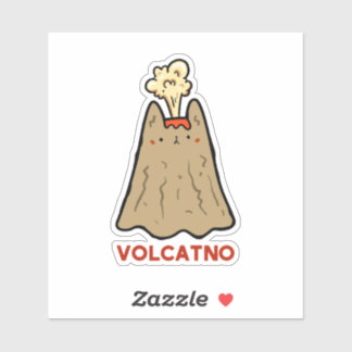 Vol-cat-no Cute Cat Pun Vinyl Pegatina