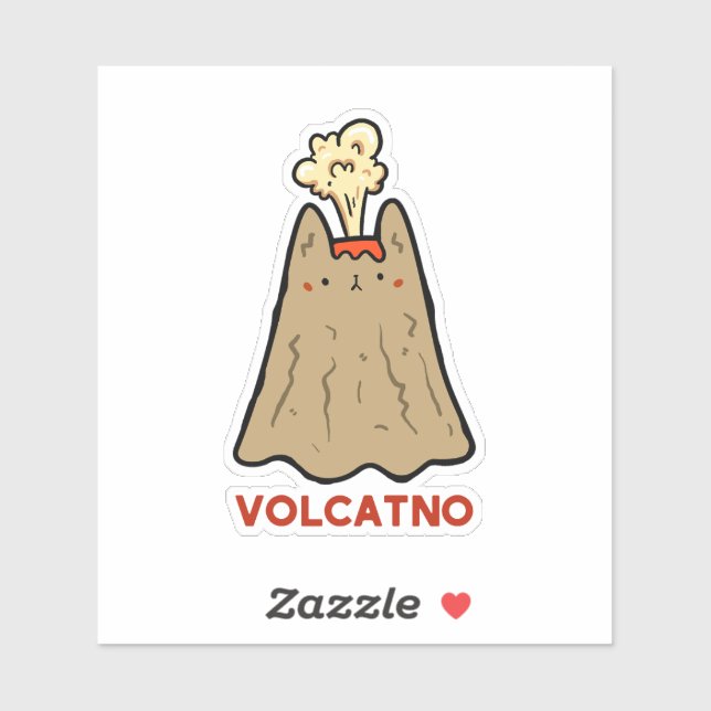 Vol-cat-no Cute Cat Pun Vinyl Pegatina (Hoja)