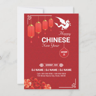 Volante chino de invitación a fiesta de Año Nuevo