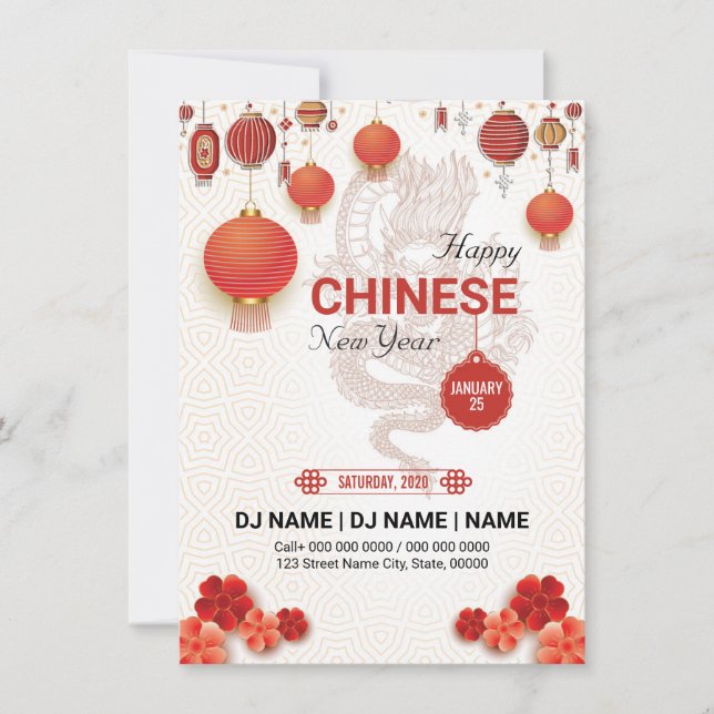 Volante chino de invitación de Año Nuevo (Anverso)