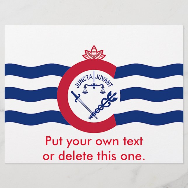 Volante con bandera de Cincinnati, Ohio, Estados U (Frente)