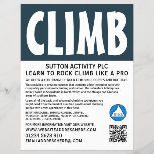 Volante de anuncios en negrita, senderismo y escal