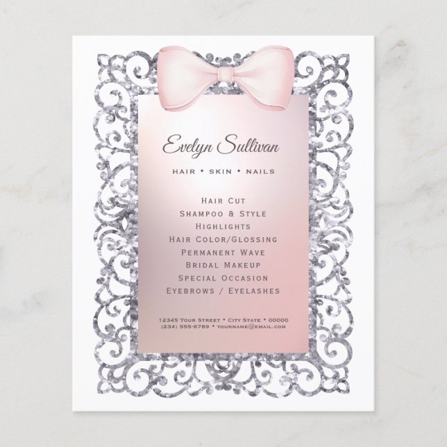 Volante de arco rosado con marco purpurina platead (Frente)